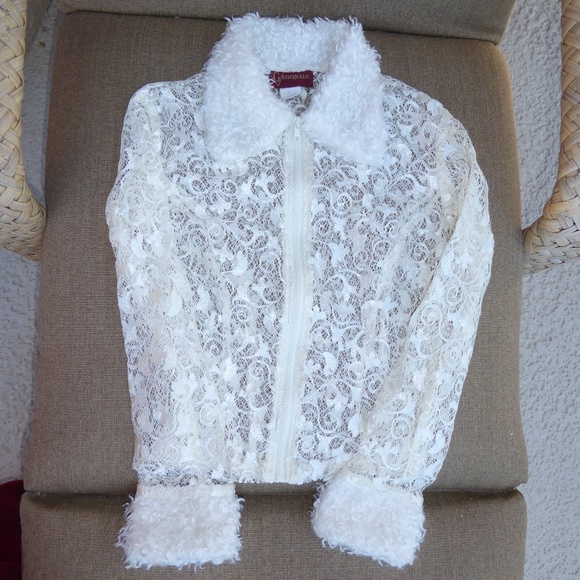 cream lace zip jacket - Picture 4 of 4